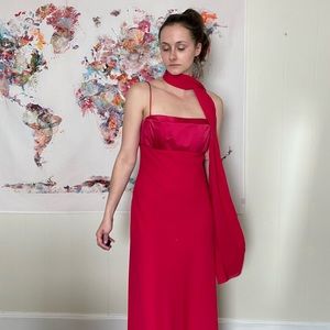 Long Red Prom Dress. Size: 7/8. Brand: afortiori. 100% polyester. 100% acetate